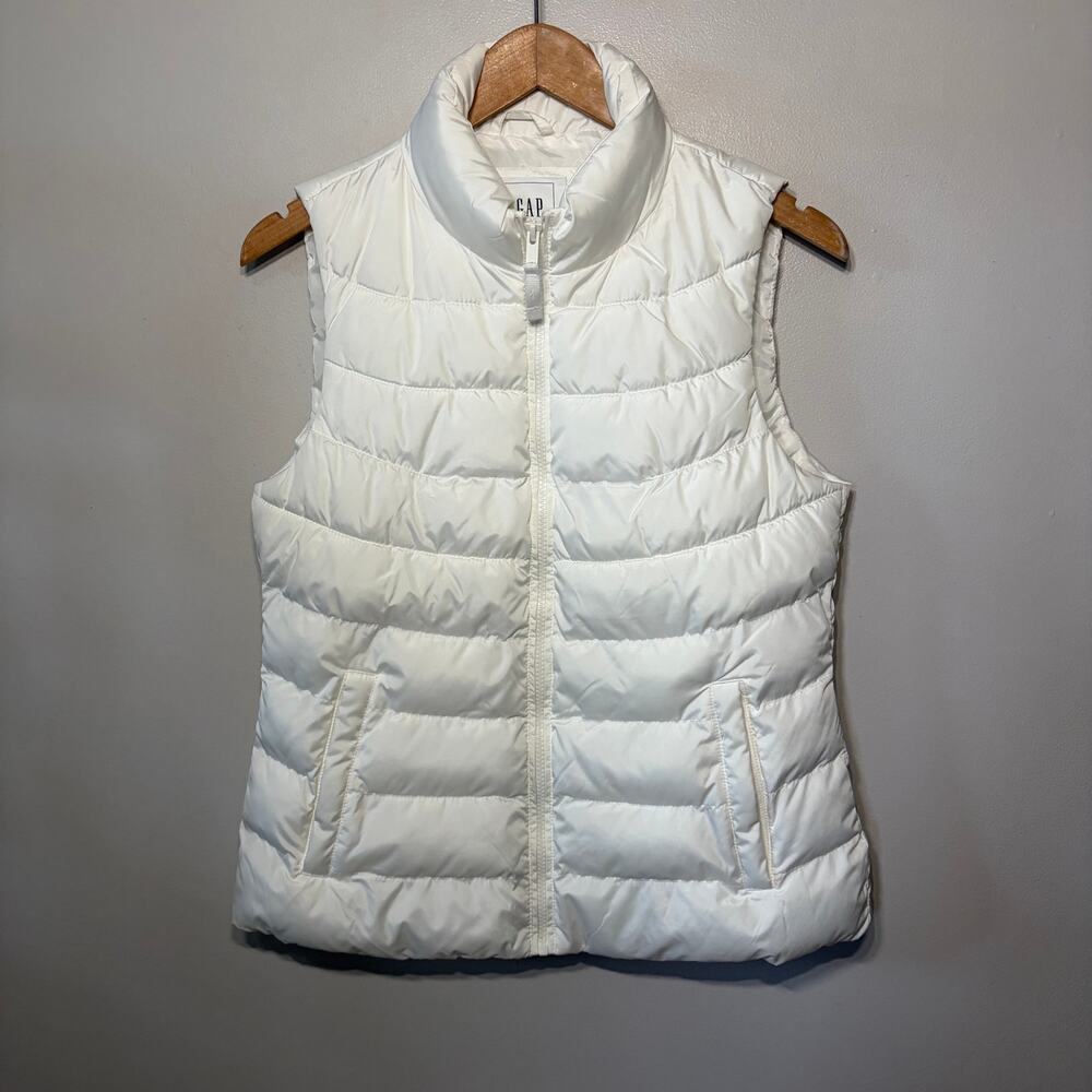 Gap Vest Puffer Quilted Cold Control White Water Resistant Pockets Casual S